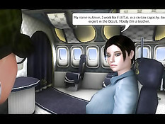 Мультяшная девка с большим членом дала отсосать на борту самолёта