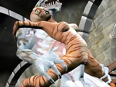 Страшный 3D монстр заставил девку сделать минет и трахнул её раком