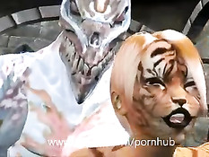 Страшный 3D монстр заставил девку сделать минет и трахнул её раком