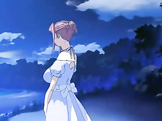 Аниме малышка в очках отсосала на свежем воздухе и встала раком