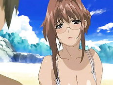 Аниме малышка в очках отсосала на свежем воздухе и встала раком