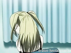 Хентай девушка увидела мастурбирующего парня и подрочила член