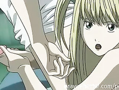 Хентай девушка увидела мастурбирующего парня и подрочила член