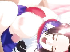 Аниме девчонка сделала глубокий минет и подрочила член сиськами