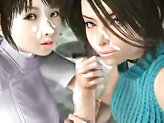 Грудастые девушки из 3D порно клипа вместе почти затрахали парня