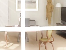 3D хентай малышка сосёт страпон у подруги и садится на него сверху