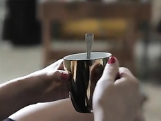 Женщина в чёрном латексном белье оттрахала связанного парня