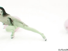 Гибкая малышка в колготках позирует в анаглифном 3D порно клипе