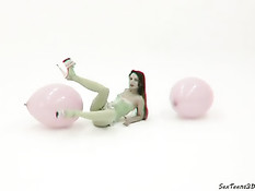 Гибкая малышка в колготках позирует в анаглифном 3D порно клипе