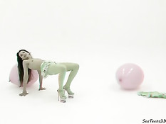 Гибкая малышка в колготках позирует в анаглифном 3D порно клипе