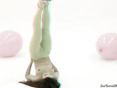 Гибкая малышка в колготках позирует в анаглифном 3D порно клипе