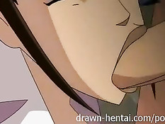 Хентай брюнетка отсосала бритый член и запрыгнула на него сверху