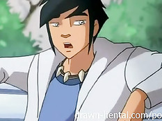 Хентай брюнетка отсосала бритый член и запрыгнула на него сверху