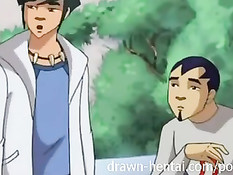 Хентай брюнетка отсосала бритый член и запрыгнула на него сверху