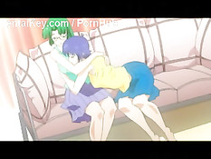 Хентай лесбиянки целовались и ласкали друг дружке грудь языками