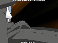 Сексуальная хентай девушка в розовом халатике трахается с парнем