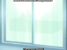 Сексуальная хентай девушка в розовом халатике трахается с парнем