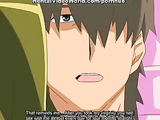 Сексуальная хентай девушка в розовом халатике трахается с парнем