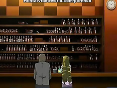 Сексуальная хентай девушка в розовом халатике трахается с парнем