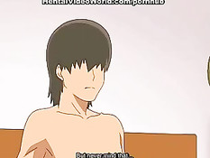 Сексуальная хентай девушка в розовом халатике трахается с парнем