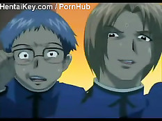 Ребята из лаборатории набросились на связанную хентай девчонку