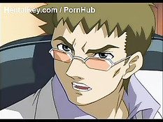 Хентай девчонка с красными волосами занимается сексом на диване