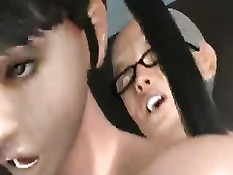 Групповой секс и жёсткий минет 3D девчонок с огромными сиськами