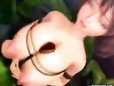 3D девушка в чулках трахается с монстром имеющим огромный член