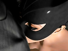 Женщина кошка делает минет, а потом наслаждается куннилингусом