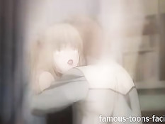 Хентай девчонка с хвостиками отсосала парню и трахнулась на полу