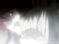 Хентай девчонка с хвостиками отсосала парню и трахнулась на полу