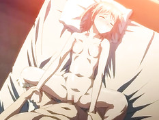 Две аниме девушки облизывают член и ебутся с парнем на кровати