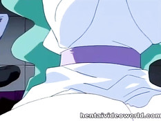 Милую рыжую хентай девушку парень в очках трахнул в позе раком