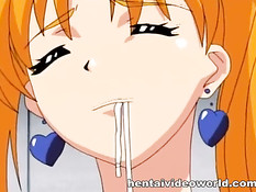 Милую рыжую хентай девушку парень в очках трахнул в позе раком