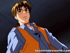 Милую рыжую хентай девушку парень в очках трахнул в позе раком