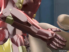 3D девчонка с большими сиськами трахается с железным человеком