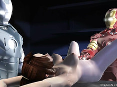 3D девчонка с большими сиськами трахается с железным человеком