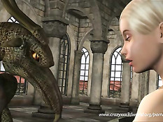 3D анимация секса красивой летающей феи и развратного дракона