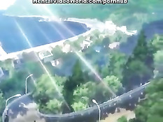 Парень вылизал ноги грудастой хентай девушке и оттрахал её раком