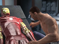 Рыжая женщина с большой грудью выебана большим железным хуем