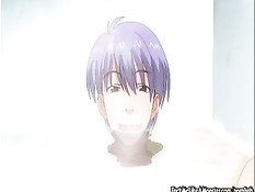 Парень принимает ванну, а хентай горничная руками дрочит его член