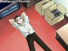 Аниме девочка лёжа на кровати мастурбирует через розовые трусики