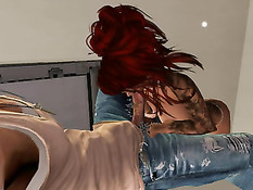 Рыжая 3Д девушка с татуировками оттрахана мужчиной после минета