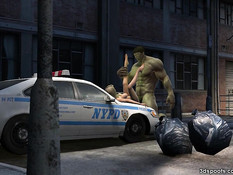 Халк отодрал пышногрудую девушку на капоте полицейской машины