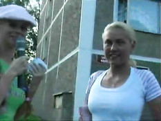 Blonde stalking girls for flashing 4