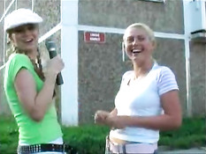 Blonde stalking girls for flashing 4