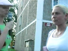 Blonde stalking girls for flashing 4