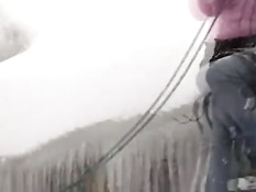 Lesbians having fun in the snow