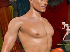 3d девушка на глазах у публики на полу занимается сексом с парнем