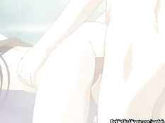 Грудастая хентай малышка отсасывает и трахается с парнем в душе